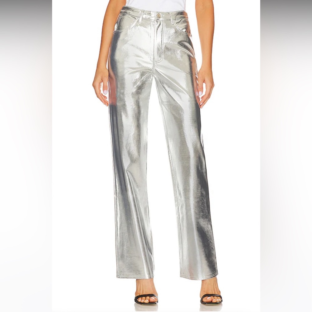 WeWoreWhat Mirror Straight Leg Pants Silver